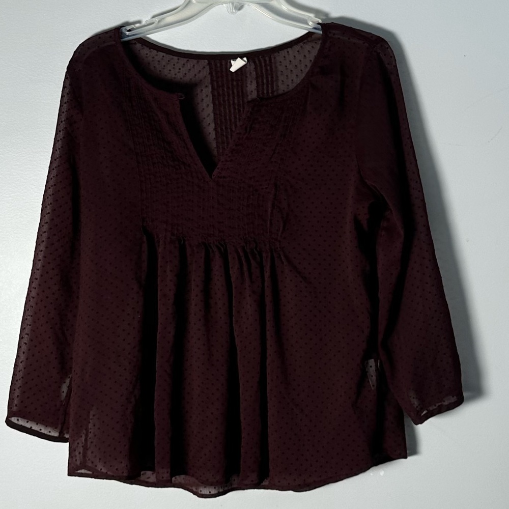 Like New Womens Old Nav Small S Plum Sheer Shirt Blouse Top